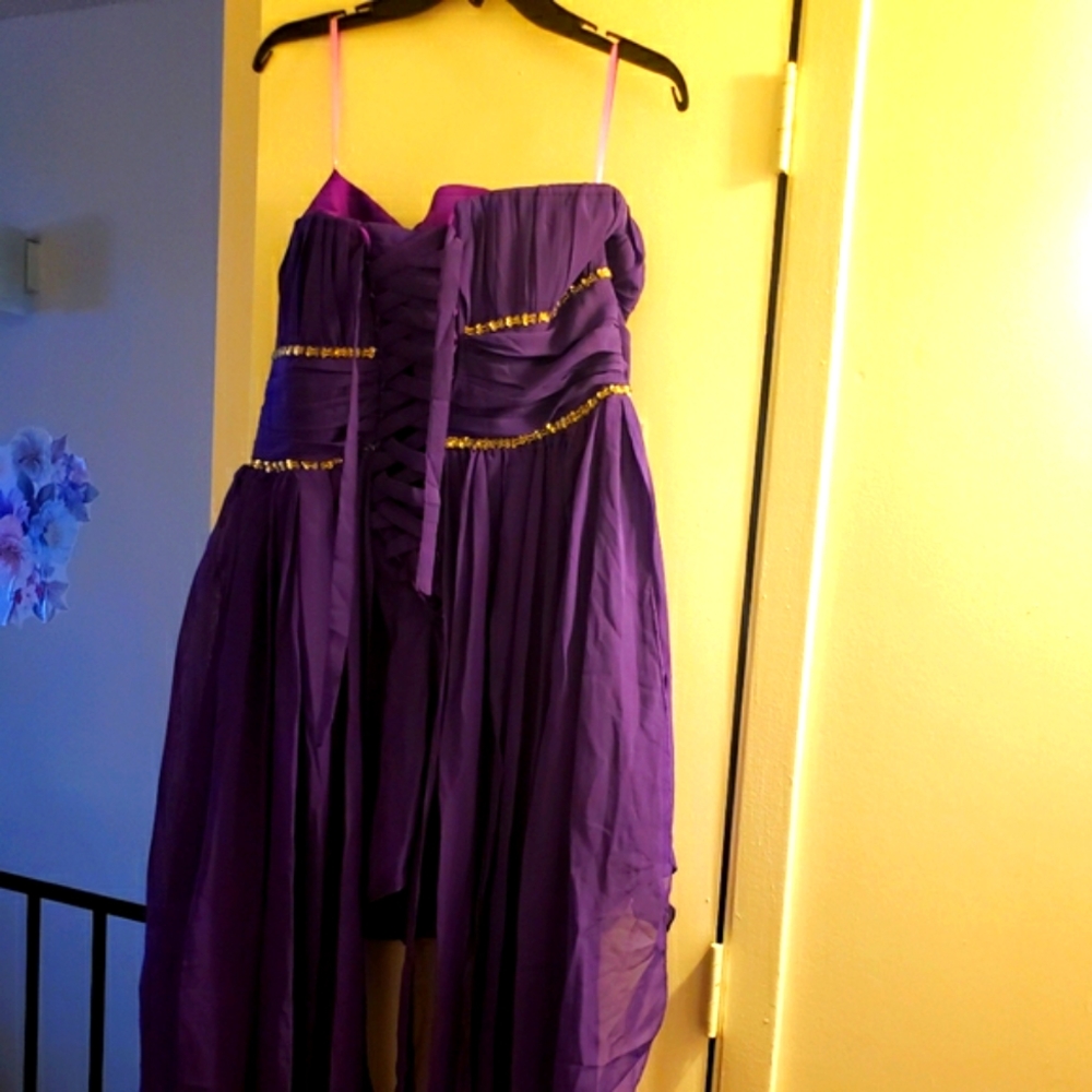 Beautiful strapless dress purple with silver sequin. Still new😍 - Picture 2 of 2